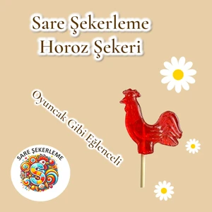 Horoz Şekeri (42'li) Kutu Kırmızı Renk Karışık Meyve Aromalı Ahşap Saplı (12 Gr)