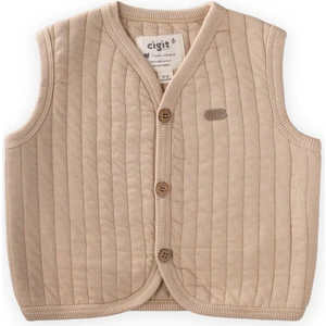 Kapitone Yelek 0-4 Yaş Bej