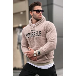 Kapşonlu Peluş Sweatshirt Camel 4390