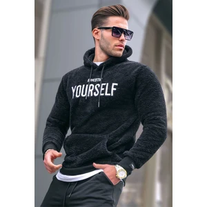 Kapşonlu Peluş Sweatshirt Siyah 4390