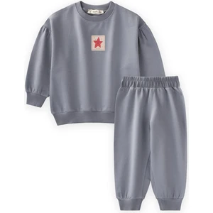 Etiket Detaylı Sweatshirt Takım 1-7 Yaş Mint Yeşil