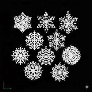 Yeni Yıl ve Kış Konseptli Kar Tanesi Süsleri – 10’lu Paket