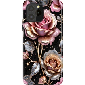 Oukitel C21 Pro - C21 Plus Kılıf Desenli Baskılı Tpu Rubber Kapak Gold Gül