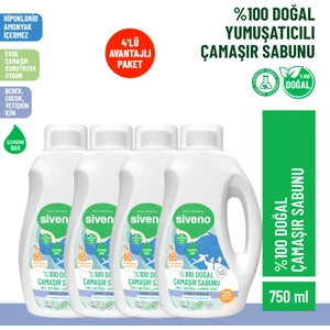 %100 Doğal Çamaşır Sabunu Bitkisel Deterjan Yumuşatıcı Gerektirmez Konsantre 750 ml X4 Adet