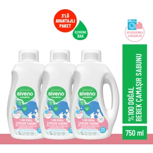 %100 Doğal Bebek Çamaşır Sabunu Kendinden Yumuşatıcılı Bitkisel Deterjan Konsantre 750 ml X3 Adet