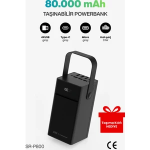 80.000MAH 33W Hızlı Şarj Powerbank 4xusb I Type-C I Micro LED Göstergeli Garantili Inanılmaz Fiyata