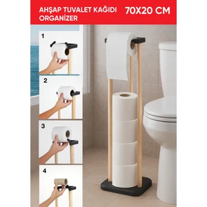 NP01 Masif Ahşap Organik Dekoratif Banyo 70X20 Tuvalet Kağıdı Organizeri ve Istif Alanı