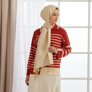 Krem Ipekevi Çift Taraflı  Ipek Şal 927