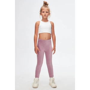 Gül Kurusu Kız Çocuk Cepli Fitilli Kadife Tayt