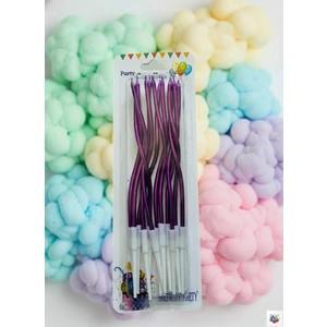 Dalgalı Mum Kadife Mor 12'li Paket 16 cm