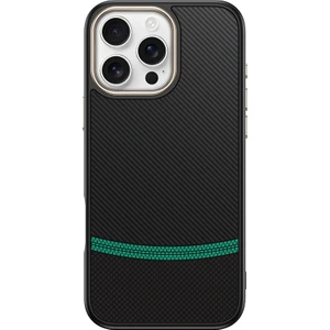 iPhone 16 Pro Max Kılıf M-Safe Şarj Özellikli Karbon Fiber Görünümlü Vlmt Antina Kapak - Siyah-Yeşil