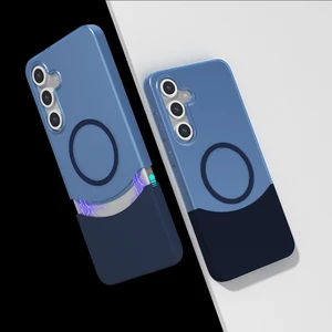 Galaxy S24 Fe Kılıf M-Safe Şarj Özellikli Mıknatıslı Vlmt Duble Kapak - Lacivert