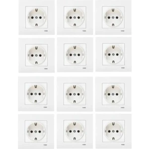 Karre Beyaz Topraklı Priz Çerçeve Dahil 12'li Paket