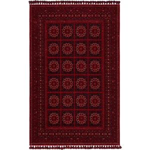 Eko Halı Buhari Bhr 03 Red Afgan Desenli Akrilik Şönil Hav Toz Vermez Etnik Modern Halı