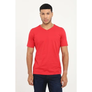 Kırmızı V Yaka Basic Slim Fit T