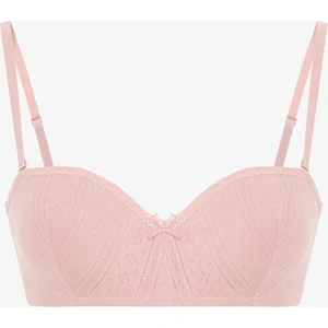 Pembe Lotus Straplez Pointel Sütyen