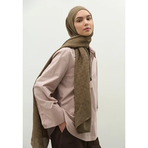 Monogram Pamuk Floş Jakarlı Şal Toprak