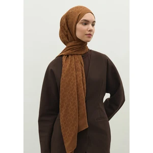 Monogram Pamuk Floş Jakarlı Şal Ceviz