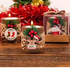 Mutlu Işler 5 Adet Kişiye Özel Yılbaşı Ahşap Mumluk Seti, Yeniyıl Dekorasyon