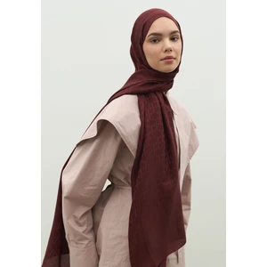 Monogram Pamuk Floş Jakarlı Şal Bordo