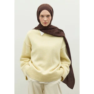 Monogram Pamuk Floş Jakarlı Şal Çikolata Kahve