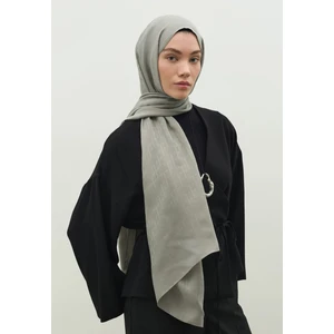 Monogram Pamuk Floş Jakarlı Şal Soğuk Gri