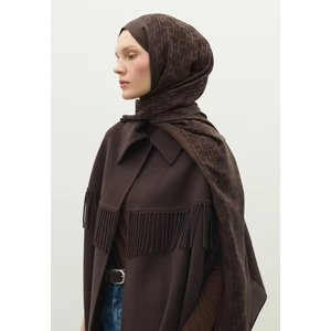 Monogram Pamuk Floş Jakarlı Şal Acı Kahve