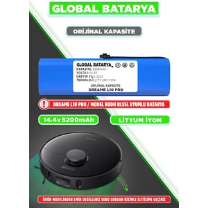 GLOBAL BATARYA Dreame L10 Pro Akıllı Robot Süpürge Bataryası 14.4V 5200MAH Pil