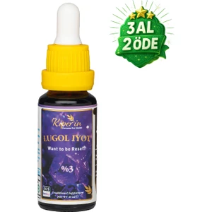 Lugol Iyot | %3 Iyot & %6 Potasyum Iyodür | Kaliteli Içerik | Pureness For Health Ilkesi | 365 Damla