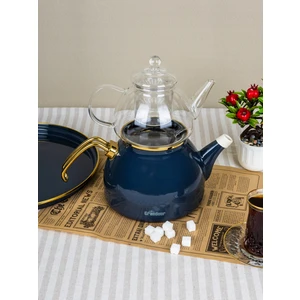 Emaye Cam Demlikli Çaydanlık