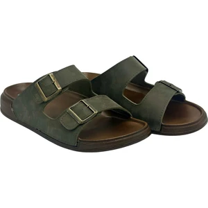 Deri Çift Bant Anatomik Erkek Terlik