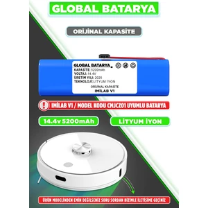 Global Batarya Imilab V1 Akıllı Robot Süpürge Bataryası 14.4V 5200mAh Li-ion Pil (Orijinal Kapasite)