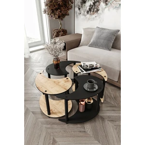 Yin Yang 4'lü Orta Sehpa Siyah Meşe