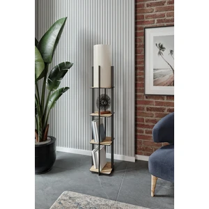 Quattro Dekoratif Raflı Lambader Meşe