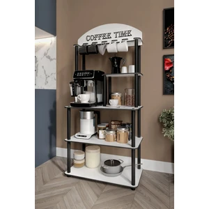 Coffee Time Dekoratif Kahve Standı Çok Amaçlı Dolap Beyaz