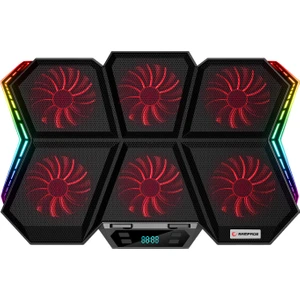 AD-RX44 X-GALE 6 Fanlı 12 RGB Işık Modlu 7 Kademe Standlı LCD Göstergeli Notebook Soğutucu