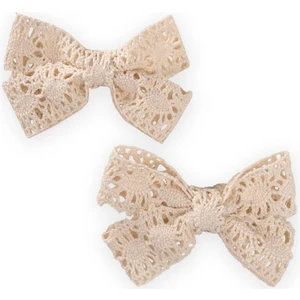 Dantel Örmeli Ikili Toka Bej