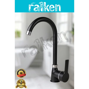 Kalın Gövde Mutfak Bataryası Delta Eviye Musluğu Siyah Eviye Bataryası - %100 Pirinç Hammadde, Paslanmaz, Ağır Gövde, Elektrostatik Boya, 360 Hareketli Boru