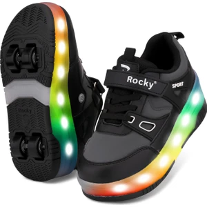 Rocky Sport Patenli Cırtlı Işıklı Spor Ayakkabısı 4 Tekerlekli Paten –ışıkları On/off Tuşlu