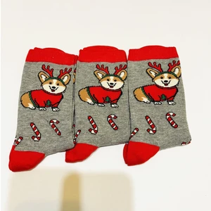 Akaret Tekstil Figürlü Yılbaşı Çorabı Gri Renk 3'lü, Kadın/erkek