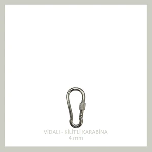 Galvanizli Vidalı (Kilitli) Karabina, 4 Mm, Askı, Çengel, Kanca, Anahtarlık
