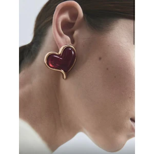 Venüs Design Çelik Kırmızı Kalp Küpe