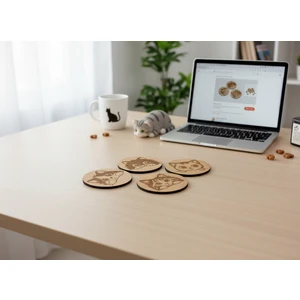 Sevimli Kedi Desenli Bardak Altlığı