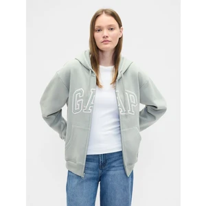 Kadın Açık Yeşil Gap Logo Fleece Fermuarlı Sweatshirt