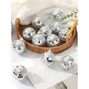 Parti Adresi Yılbaşı Topları Aynalı Disko Topu Çam Ağacı Süsleri Gümüş 4 cm 6'lı