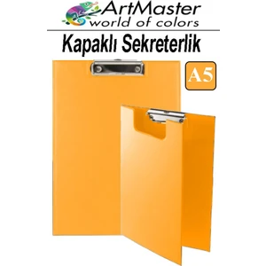 A5 Turuncu Kapaklı Sekreterlik 1 Adet Renkli Klipsli Metal Mekanizmalı 80 Yaprak Kapasiteli Ofis Büro