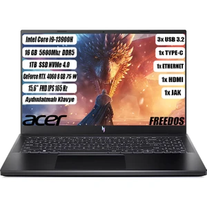 Nitro ANV15-51 I9-13900H 16 GB 1TB SSD RTX 4060-8GB 15.6" FHD IPS 165 Hz FREEDOS NH.QQEEY.007