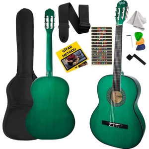 CG-270GR Yeşil Renk Klasik Gitar 4/4 Yetişkin Boy Sap Ayarlı Full Set