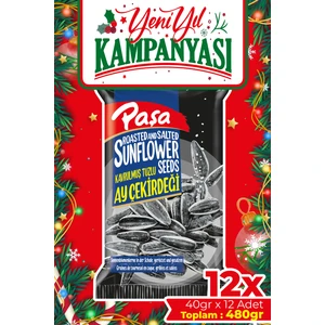 Paşa Kuruyemiş Kavrulmuş Tuzlu Ay Çekirdeği 40 gr X 12 Adet (480 gr) (Siyah Ay Çekirdeği, Dakota ayçekirdeği)