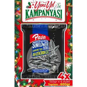 Paşa Kuruyemiş Kavrulmuş Tuzlu Ay Çekirdeği 150 gr X 4 Adet (600 gr) (Siyah Ay Çekirdeği, Dakota)